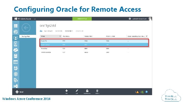 Configuring Oracle for Remote Access Windows Azure Conference 2014 