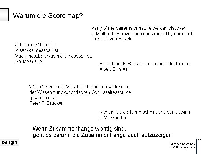 Warum die Scoremap? Many of the patterns of nature we can discover only after