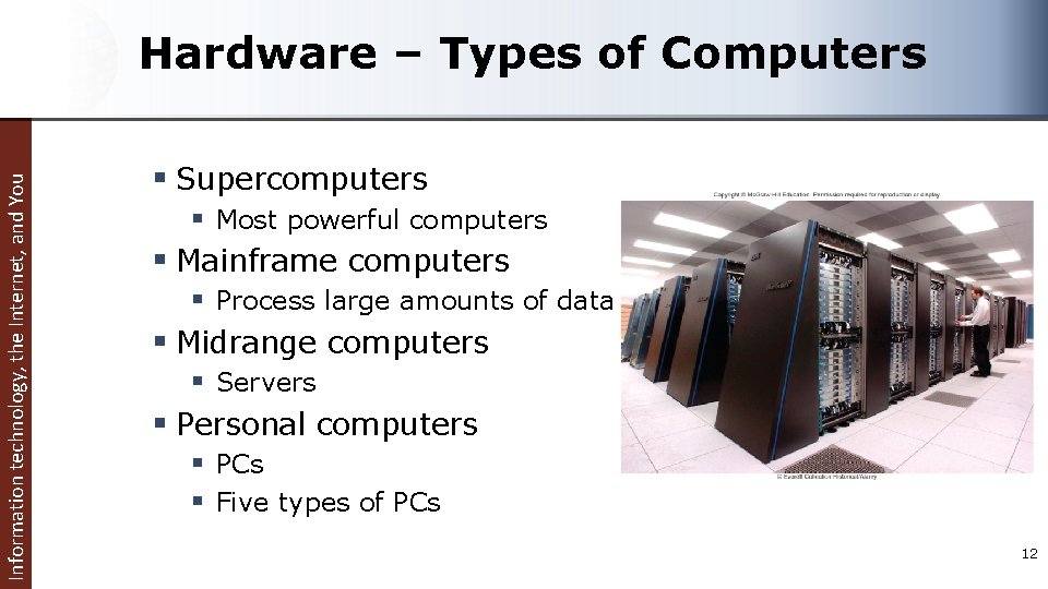 Information technology, the Internet, and You Hardware – Types of Computers § Supercomputers §