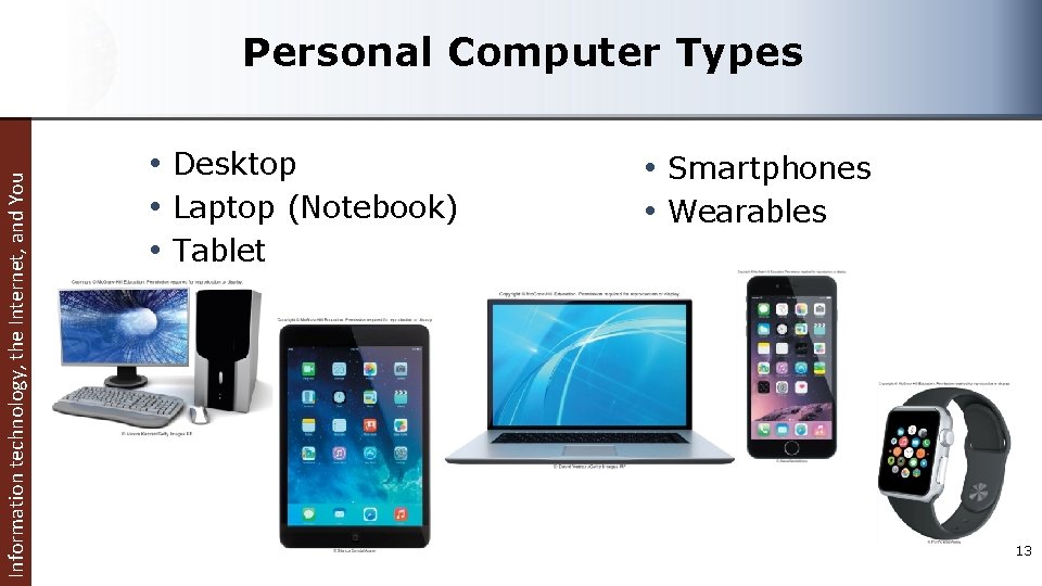 Information technology, the Internet, and You Personal Computer Types • Desktop • Laptop (Notebook)