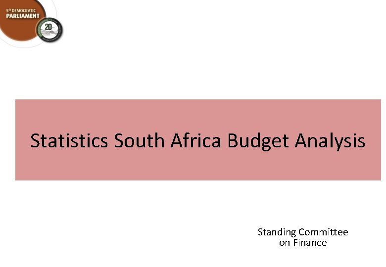 Statistics South Africa Budget Analysis Standing Committee on Finance 