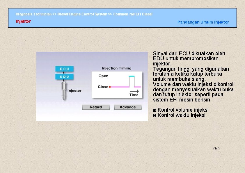 Diagnosis Technician >> Diesel Engine Control System >> Common-rail EFI Diesel Injektor Pandangan Umum