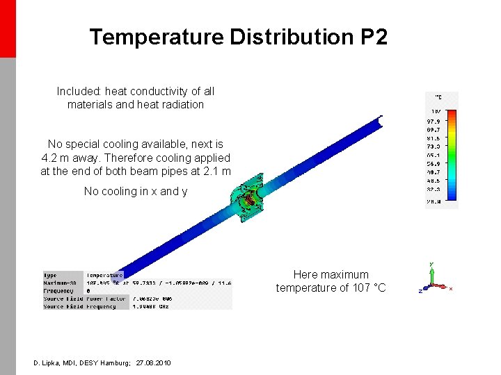Temperature Distribution P 2 Included: heat conductivity of all materials and heat radiation No