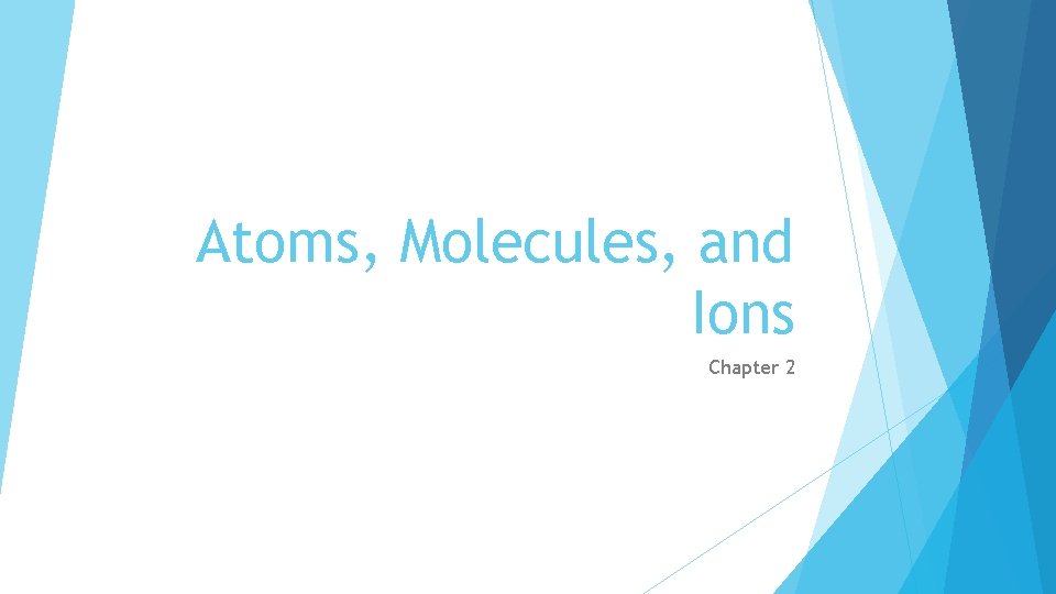 Atoms, Molecules, and Ions Chapter 2 