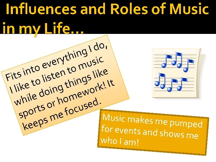 Influences and Roles of Music in my Life… , o d I g n