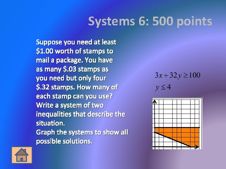 Systems 6: 500 points Suppose you need at least $1. 00 worth of stamps