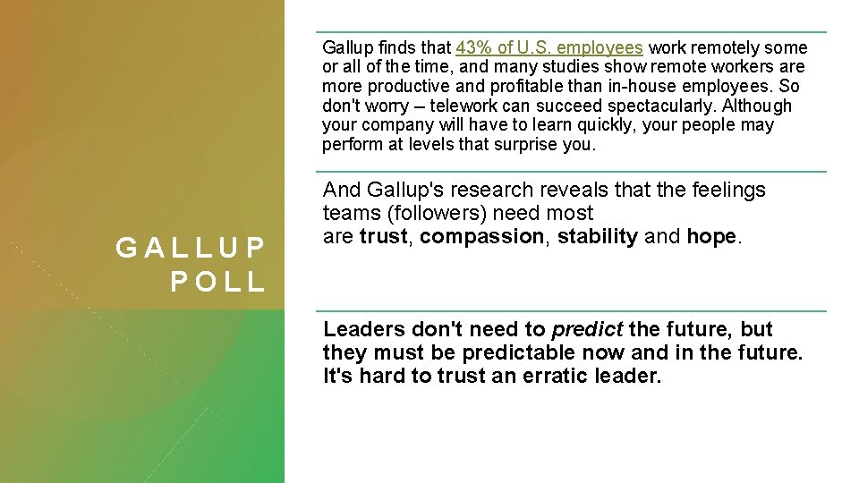 Gallup finds that 43% of U. S. employees work remotely some or all of