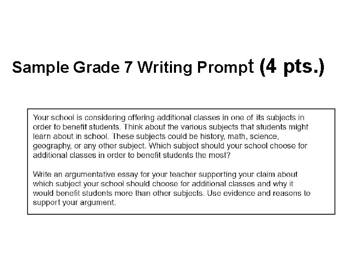 Sample Grade 7 Writing Prompt (4 pts. ) 