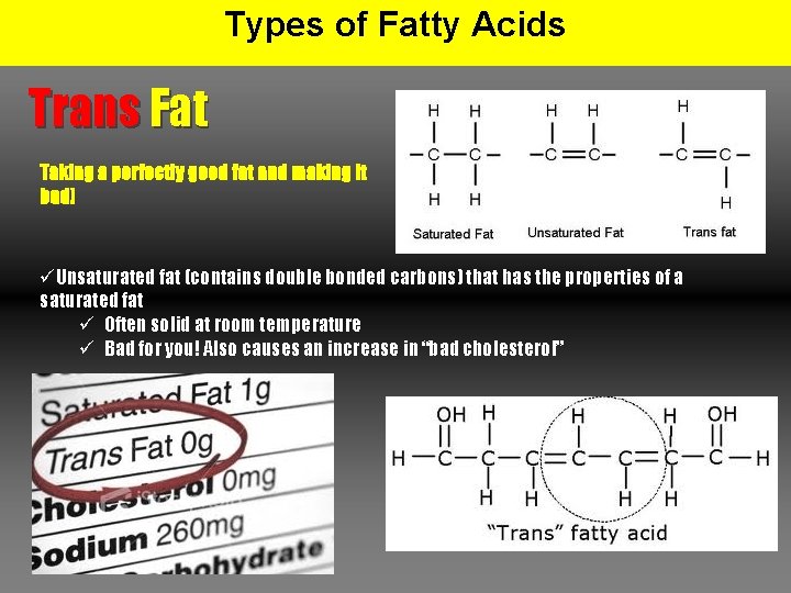Types of Fatty Acids Trans Fat Taking a perfectly good fat and making it
