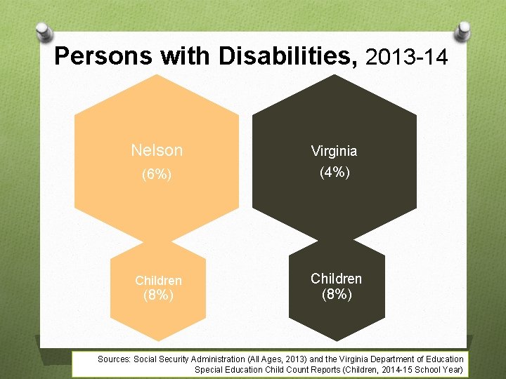 Persons with Disabilities, 2013 -14 Nelson (6%) Children (8%) Virginia (4%) Children (8%) Sources: