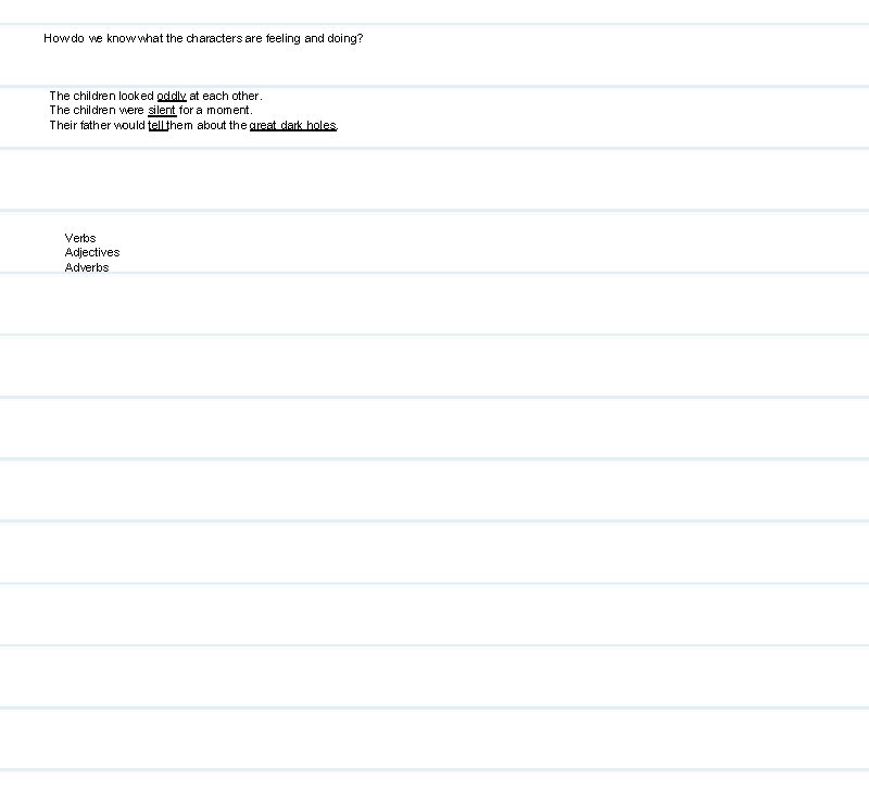 How do we know what the characters are feeling and doing? The children looked