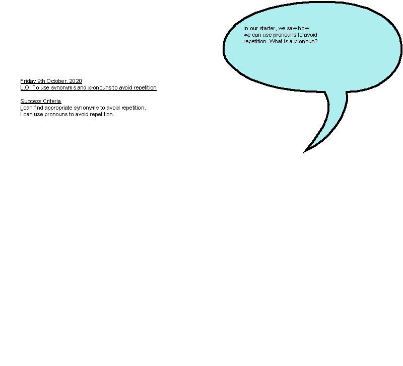 In our starter, we saw how we can use pronouns to avoid repetition. What