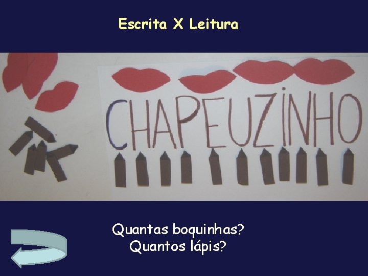 Escrita X Leitura Quantas boquinhas? Quantos lápis? 