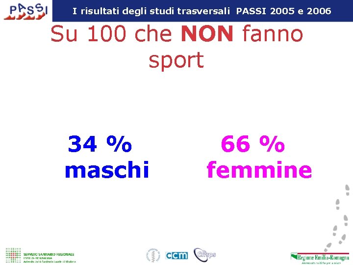 I risultati degli studi trasversali PASSI 2005 e 2006 Su 100 che NON fanno