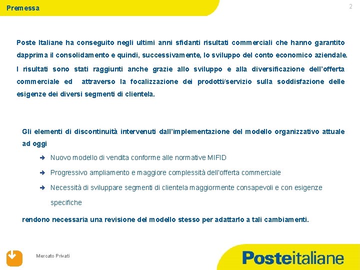 2 Premessa Poste Italiane ha conseguito negli ultimi anni sfidanti risultati commerciali che hanno