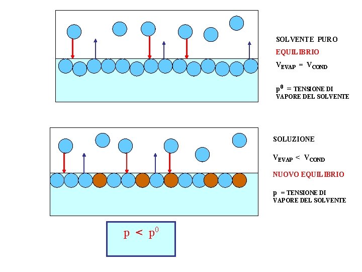 SOLVENTE PURO EQUILIBRIO VEVAP = VCOND p 0 = TENSIONE DI VAPORE DEL SOLVENTE