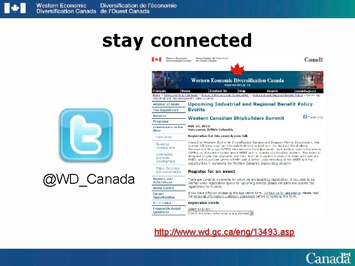 stay connected @WD_Canada http: //www. wd. gc. ca/eng/13493. asp 