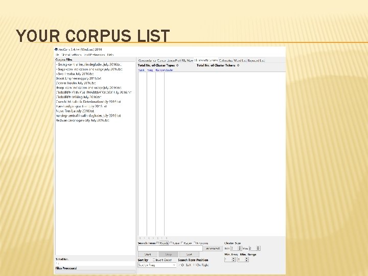 YOUR CORPUS LIST 