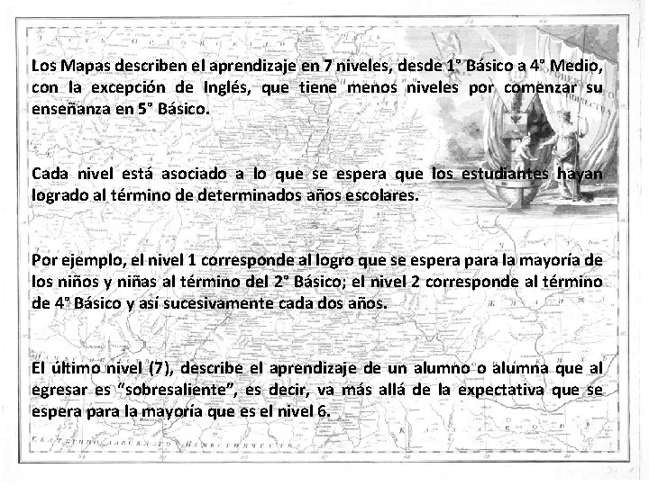 Los Mapas describen el aprendizaje en 7 niveles, desde 1° Básico a 4° Medio,