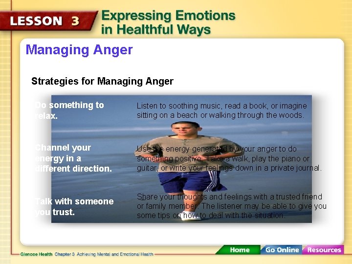 Managing Anger Strategies for Managing Anger Do something to relax. Listen to soothing music,