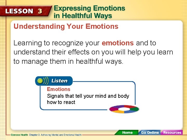Understanding Your Emotions Learning to recognize your emotions and to understand their effects on