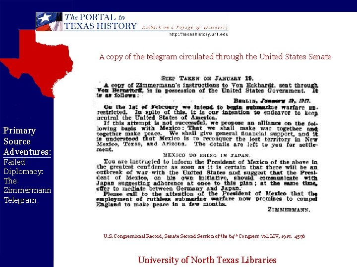 A copy of the telegram circulated through the United States Senate Primary Source Adventures: A copy of the telegram circulated through the United States Senate Primary Source Adventures: