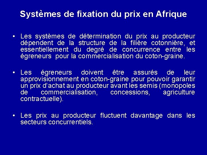 Systèmes de fixation du prix en Afrique • Les systèmes de détermination du prix