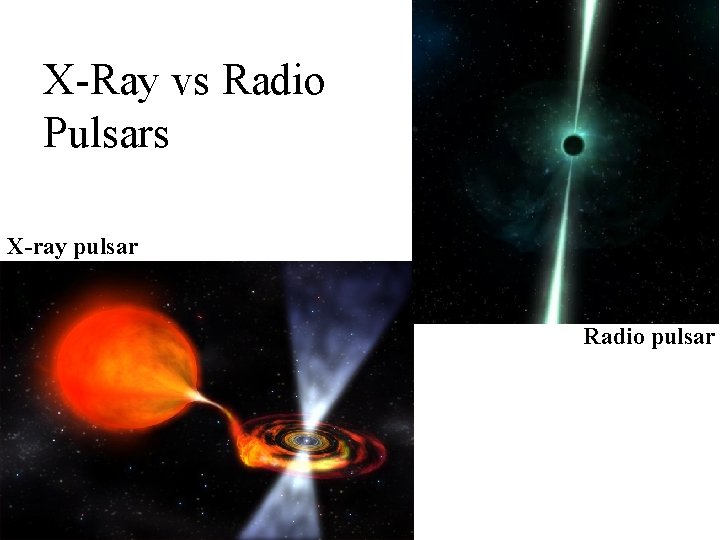 X-Ray vs Radio Pulsars X-ray pulsar Radio pulsar X-Ray vs Radio Pulsars X-ray pulsar Radio pulsar
