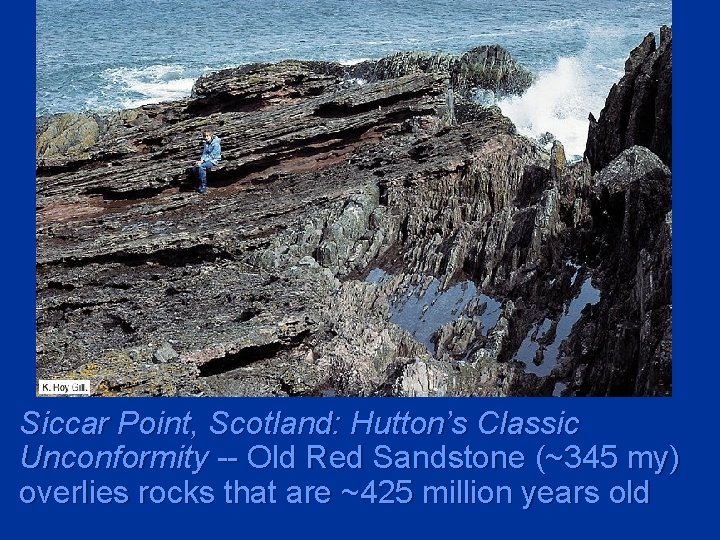 Siccar Point, Scotland: Hutton’s Classic Unconformity -- Old Red Sandstone (~345 my) overlies rocks