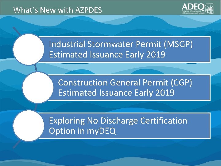 What’s New with AZPDES Industrial Stormwater Permit (MSGP) Estimated Issuance Early 2019 Construction General