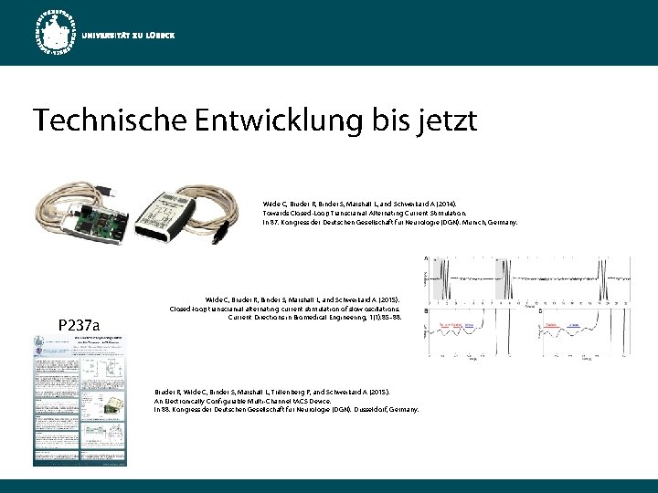 Technische Entwicklung bis jetzt Wilde C, Bruder R, Binder S, Marshall L, and Schweikard