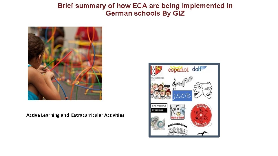 Brief summary of how ECA are being implemented in German schools By GIZ Active Brief summary of how ECA are being implemented in German schools By GIZ Active