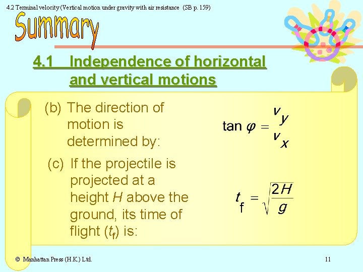 4. 2 Terminal velocity (Vertical motion under gravity with air resistance (SB p. 159)