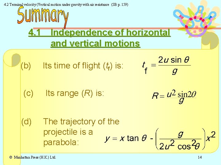 4. 2 Terminal velocity (Vertical motion under gravity with air resistance (SB p. 159)