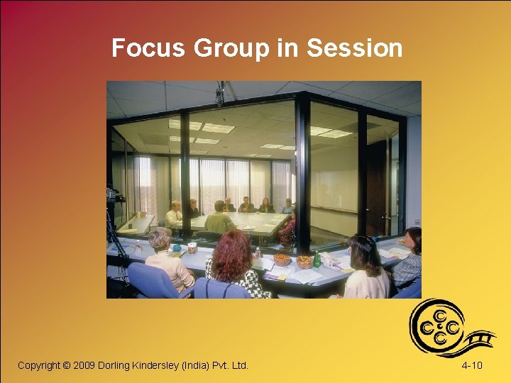 Focus Group in Session Copyright © 2009 Dorling Kindersley (India) Pvt. Ltd. 4 -10 Focus Group in Session Copyright © 2009 Dorling Kindersley (India) Pvt. Ltd. 4 -10