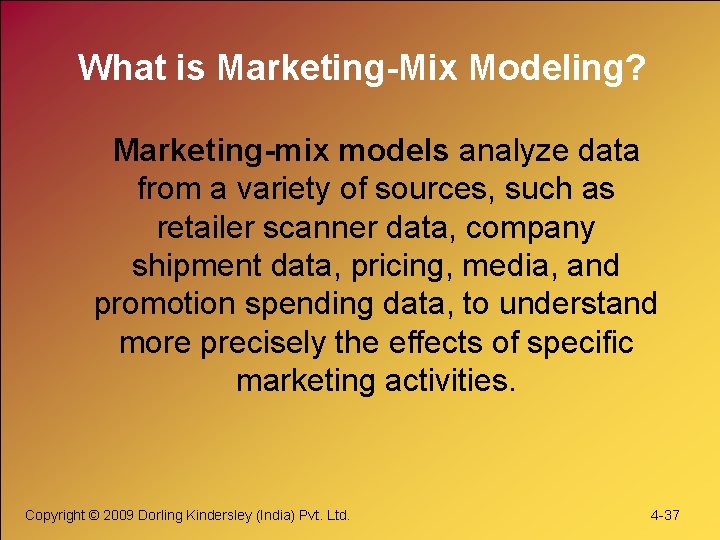 What is Marketing-Mix Modeling? Marketing-mix models analyze data from a variety of sources, such What is Marketing-Mix Modeling? Marketing-mix models analyze data from a variety of sources, such