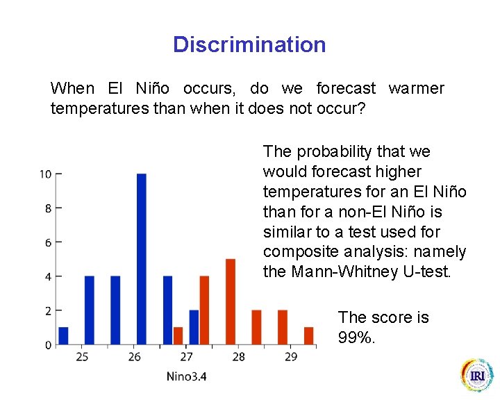 Discrimination When El Niño occurs, do we forecast warmer temperatures than when it does