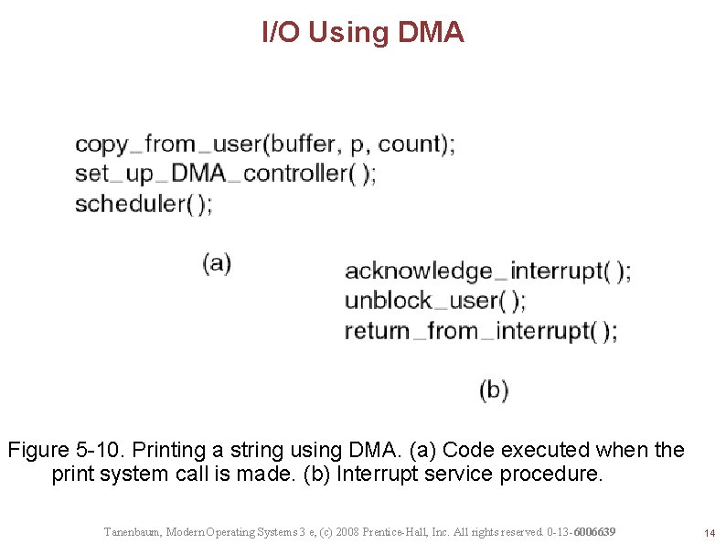 I/O Using DMA Figure 5 -10. Printing a string using DMA. (a) Code executed
