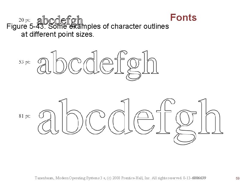 Figure 5 -43. Some examples of character outlines at different point sizes. Fonts Tanenbaum,