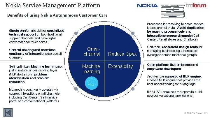 Nokia Service Management Platform Benefits of using Nokia Autonomous Customer Care Processes for resolving