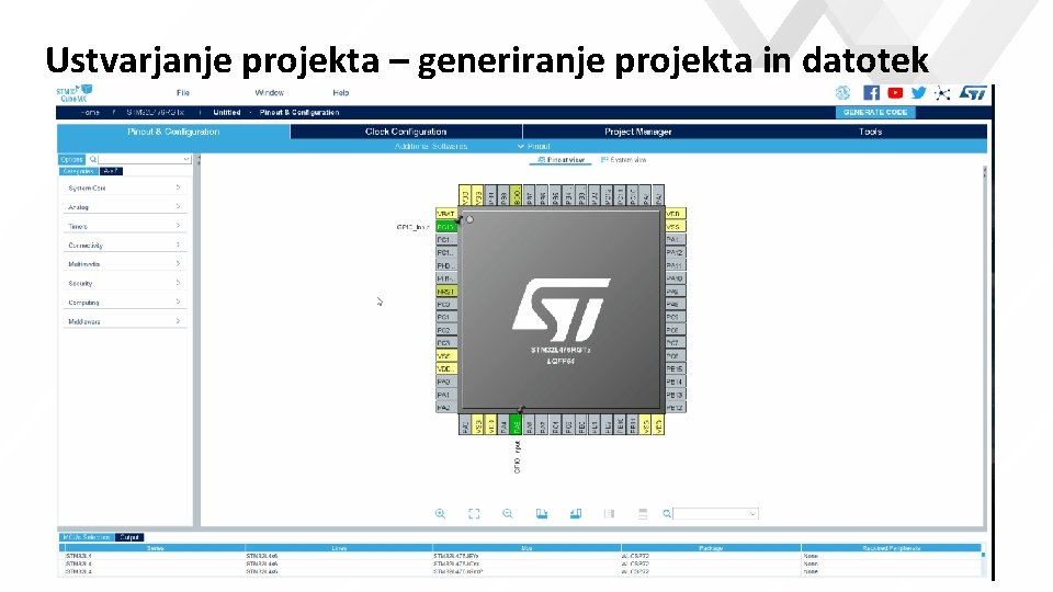 Ustvarjanje projekta – generiranje projekta in datotek e Začetki s STM 32 Ustvarjanje projekta – generiranje projekta in datotek e Začetki s STM 32