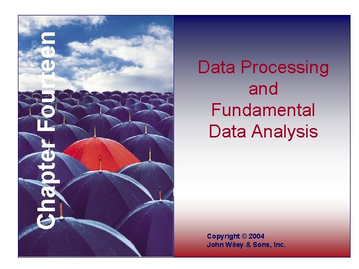 Chapter Fourteen Data Processing and Fundamental Data Analysis Copyright © 2004 John Wiley &