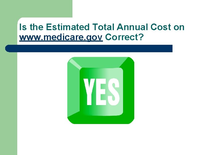 Is the Estimated Total Annual Cost on www. medicare. gov Correct? 