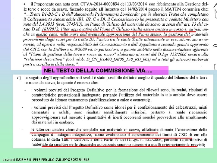 NEL TESTO DELLA COMMISSIONE VIA…. a cura di INSIEME IN RETE PER UNO SVILUPPO