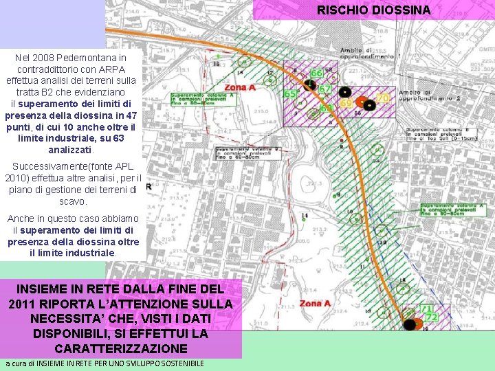 RISCHIO DIOSSINA Nel 2008 Pedemontana in contraddittorio con ARPA effettua analisi dei terreni sulla