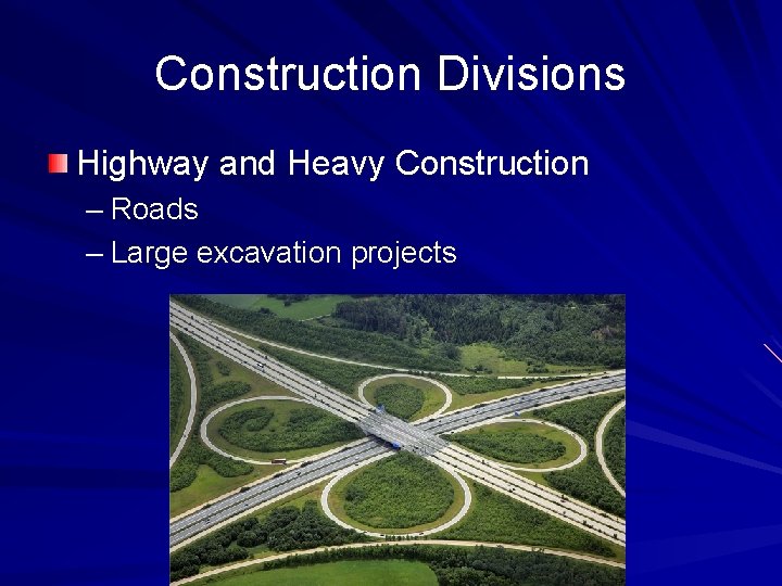 Construction Divisions Highway and Heavy Construction – Roads – Large excavation projects 