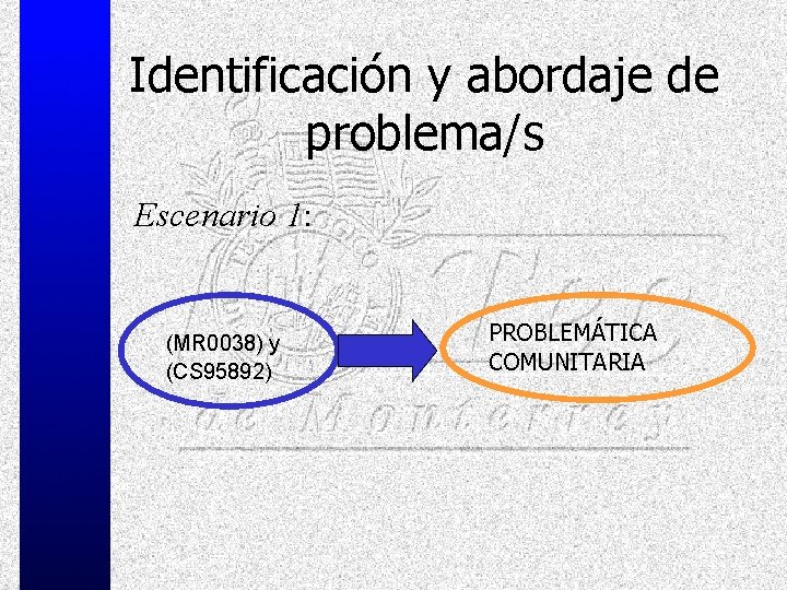 Identificación y abordaje de problema/s Escenario 1: (MR 0038) y (CS 95892) PROBLEMÁTICA COMUNITARIA