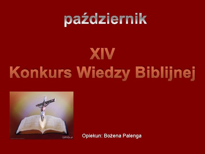 XIV Konkurs Wiedzy Biblijnej Opiekun: Bożena Palenga 