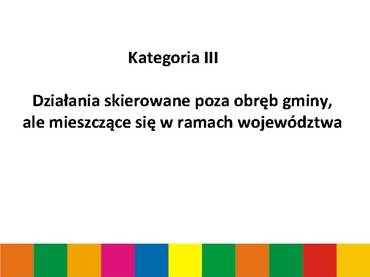 Kategoria III Działania skierowane poza obręb gminy, ale mieszczące się w ramach województwa 