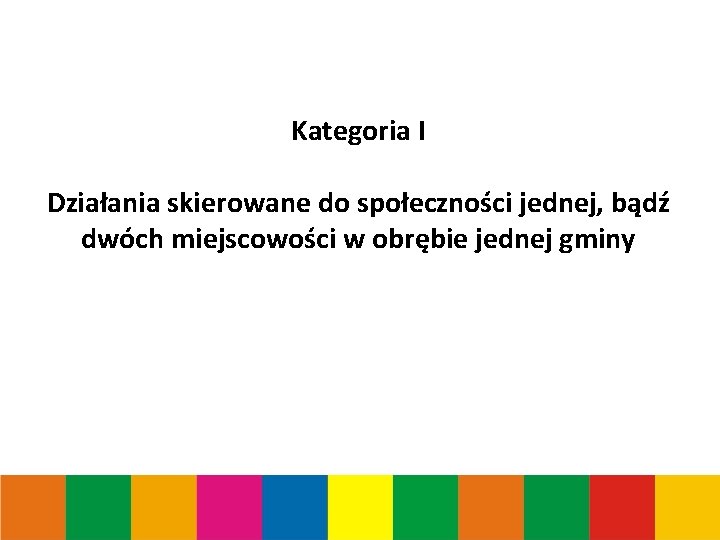 Kategoria I Działania skierowane do społeczności jednej, bądź dwóch miejscowości w obrębie jednej gminy